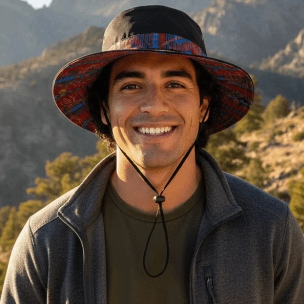 Cappello da Escursionismo Traspirante ad Asciugatura Rapida, Stile Etnico, Protezione Solare, Cappello da Cowboy Leggero e Regolabile
