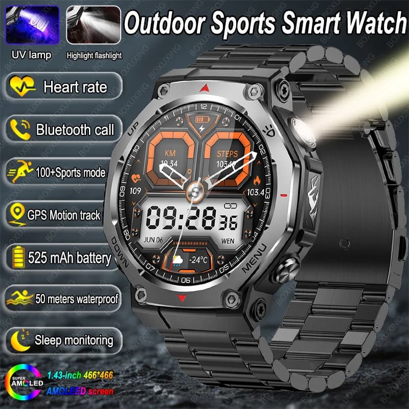 Nuovo militare T-Rex 3 Ultra Smart Watch da uomo AMOLED 5 ATM GPS impermeabile Sport Motion Track Frequenza cardiaca Chiamata Bluetooth Smart Watch