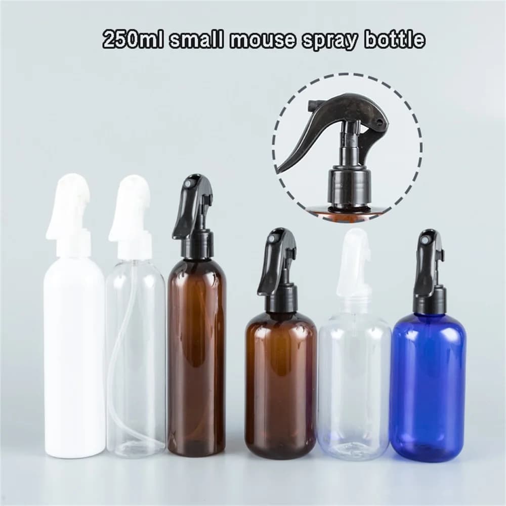 Flaconi vuoti Spray per animali domestici ambrati da 250ML spruzzatore a grilletto marrone oli essenziali aromaterapia profumo trasparente bottiglie riutilizzabili