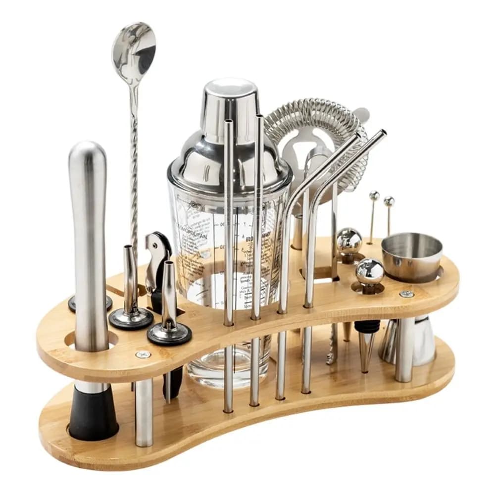 20 piece Durable Stainless Steel Cocktail Shaker Set Versatile Set Mixed Drink Tool Set Professional Cocktail Kit Bartender