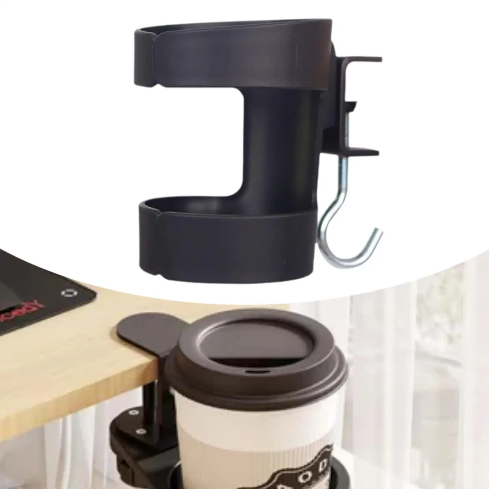 Clamp on Desk and Bed Cup Holder with Headphone Stand Adjustable Space Saving