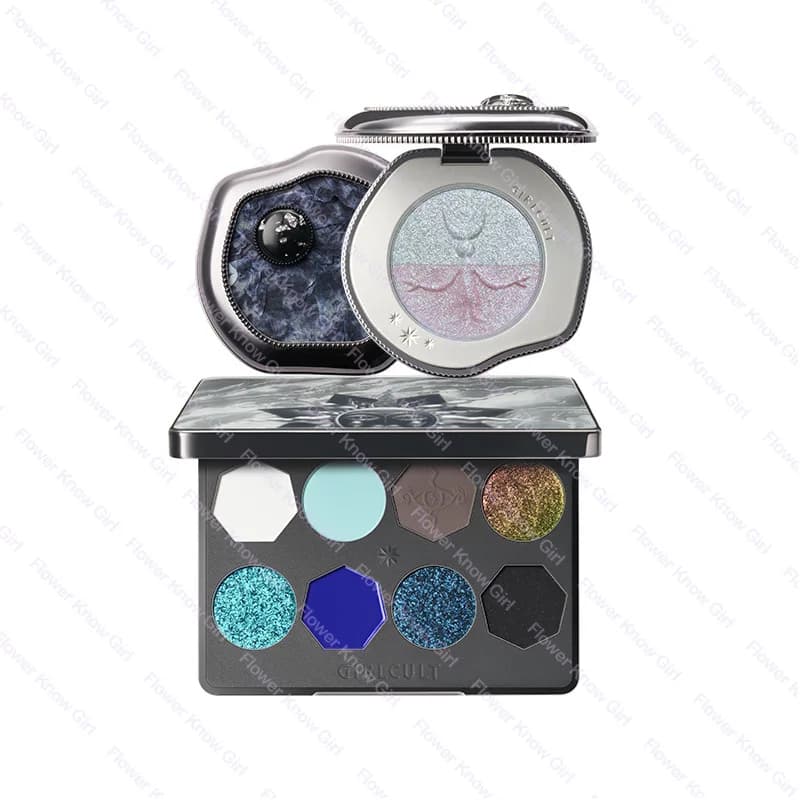 Girlcult Miao Witch Series 8 Color Darkness palette Blue Smokey Matte highlighter Shimmer Glitter Palette Make fun eyes