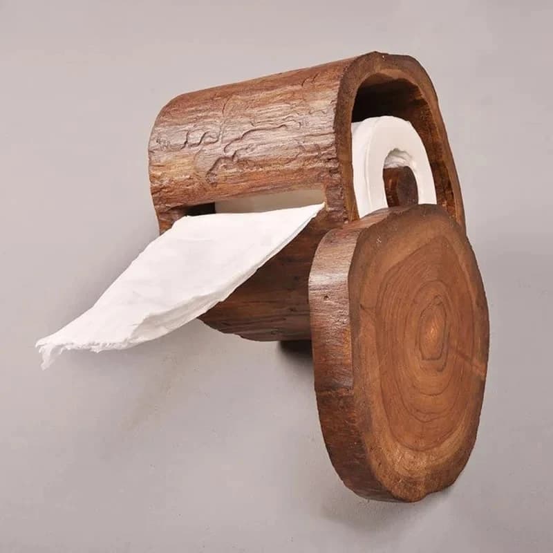 Porta Fazzoletti in Legno Massiccio, Supporto per Carta da Scrivania o da Parete, Senza Foratura, Scatola Porta Carta per Casa, Bagno e Accessori