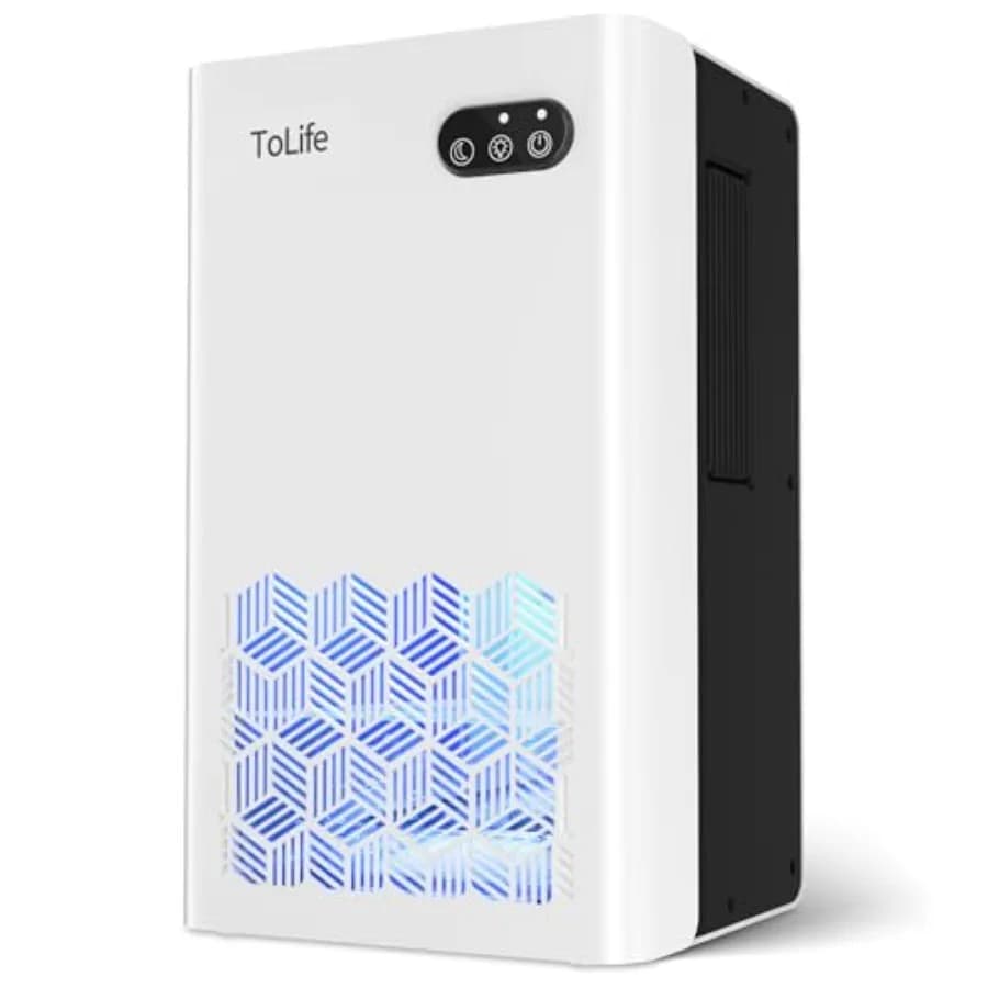 Deumidificatore per Casa 95 OZ (2,8 L) con Serbatoio, Spegnimento Automatico, Luce LED a 7 Colori, per Seminterrato, Camera da Letto, Bagno, Bianco e Nero