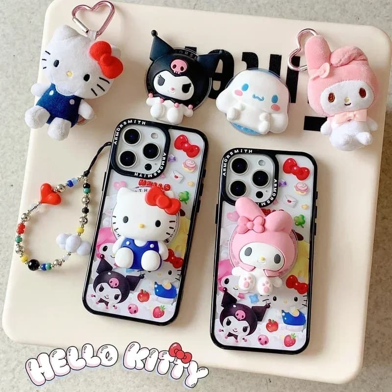 Supporto magnetico Magsafe Custodia per telefono con ricarica wireless per iPhone 16 15 14 13 12 11 Pro Max Sanrio Hello Kitty Kuromi Melody Cover