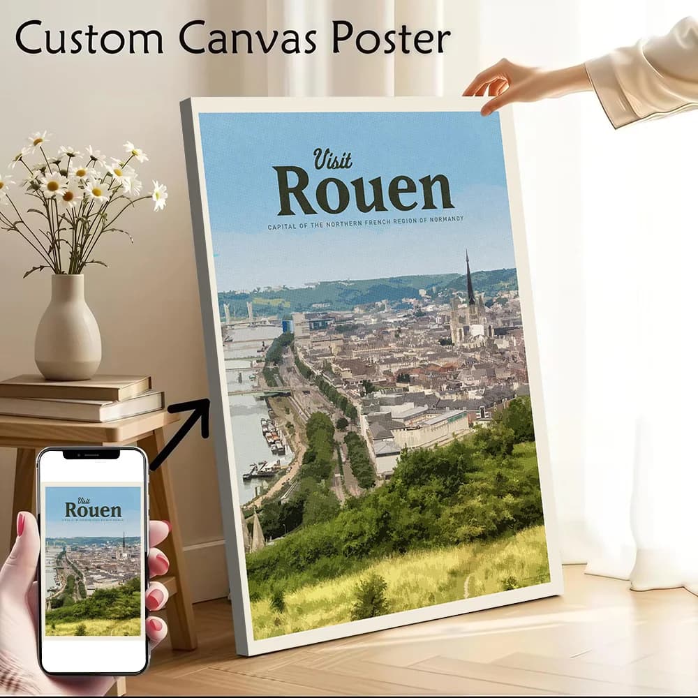 Visit Rouen Canvas Wall Art Poster Custom Photo Print Modern Painting for Fans Bedroom Decoration Home Decor Items Wand Deko