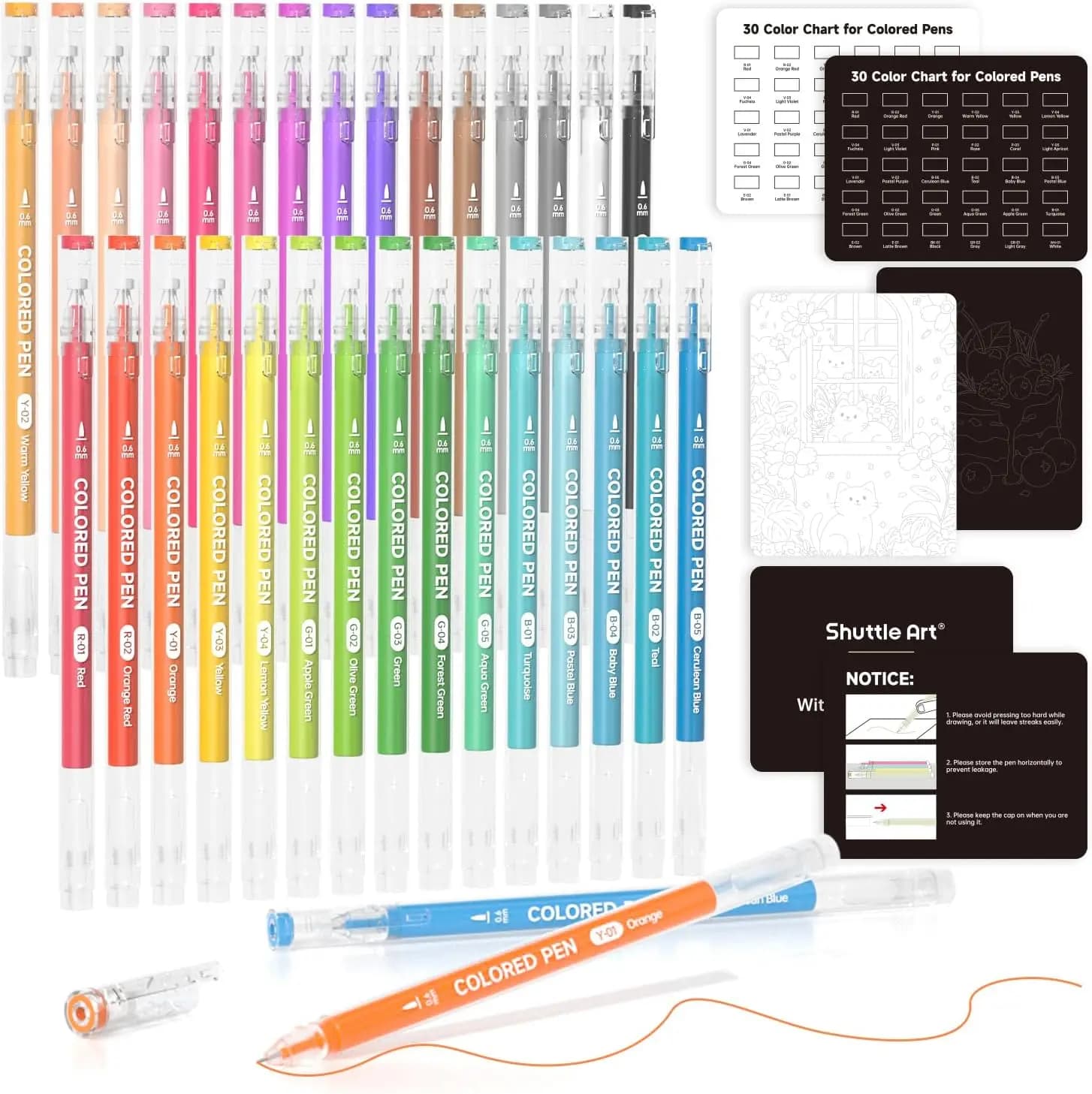 30 Penne Gel a Punta Fine in Colori Vivaci per Carta Nera, Colorazione per Adulti, Scrittura e Disegno, Punta da 0,6 mm