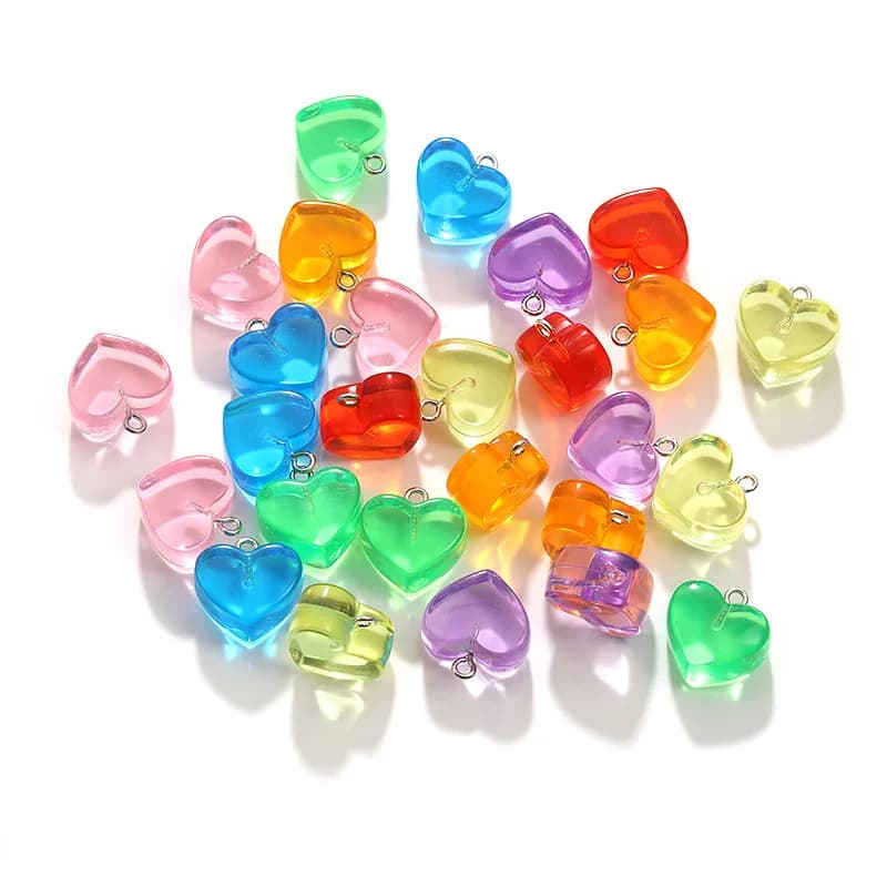 10 pz 15x18 MM Multicolor Trasparente Cuore Pendenti E Ciondoli Per La Produzione di Gioielli In Resina Del Cuore Del Pendente FAI DA TE Braccialetto Orecchini Collana Forniture