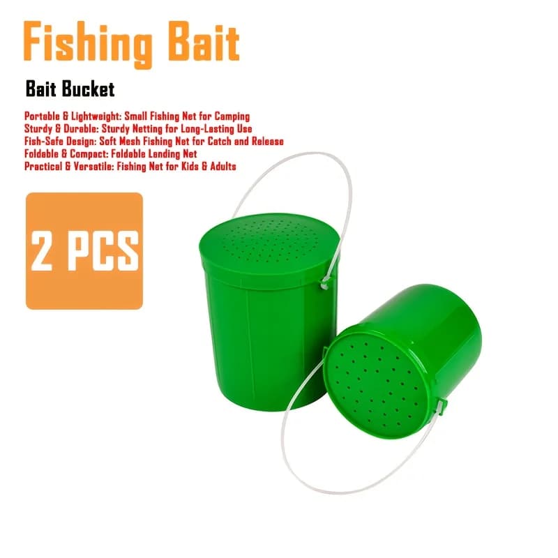 2 Pezzi Secchio Portatile Breathable for Vermi e Esche Vive, Contenitore per Conservazione Esche Pesca