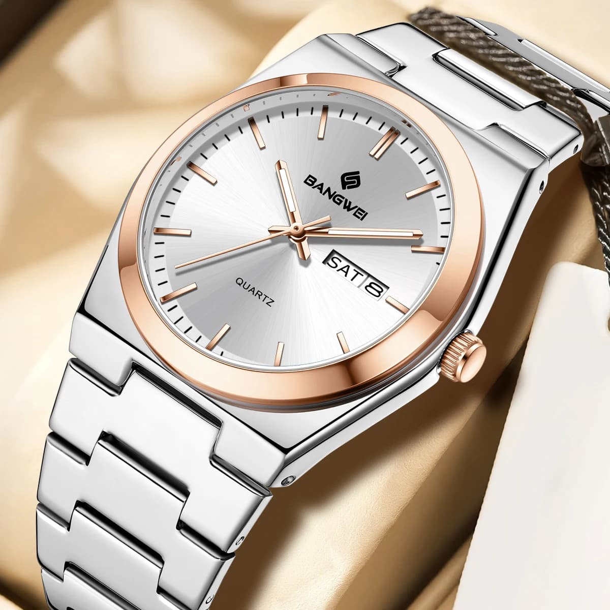 Orologio al Quarzo Ultra Sottile Bangwei per Uomo e Donna, Stile Minimalista, Impermeabile, Luminoso, con Cinturino Comodo, per Uso Quotidiano e Regalo