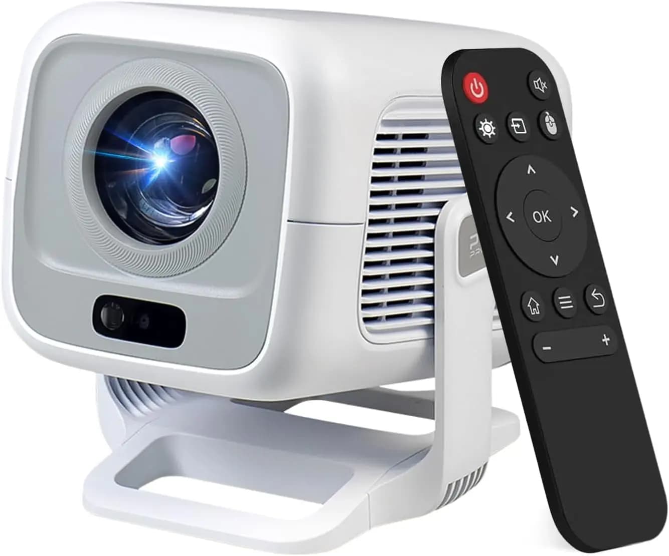 Mini Proiettore con WiFi e Bluetooth, Supporto 4K Nativo 1080P, 180° ° Schermo Rotante, con Autofocus e Correzione Trapezoidale, da 35-130 Pollici