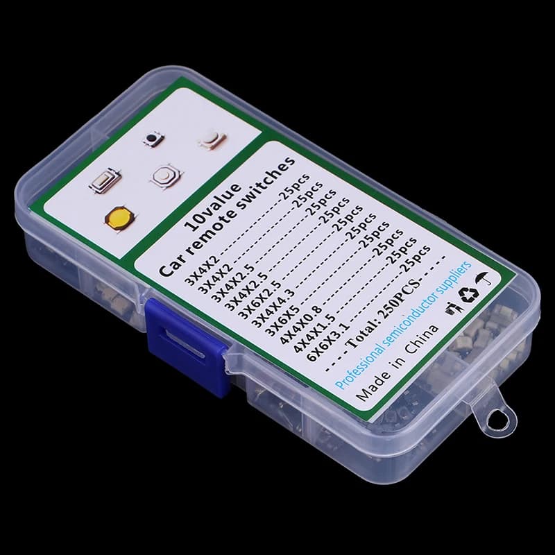 New 10 Types 250Pcs/1Set Durable Car Remote Control Tablet actile Push Button Switch Car Keys Button Touch Microswitch With Box