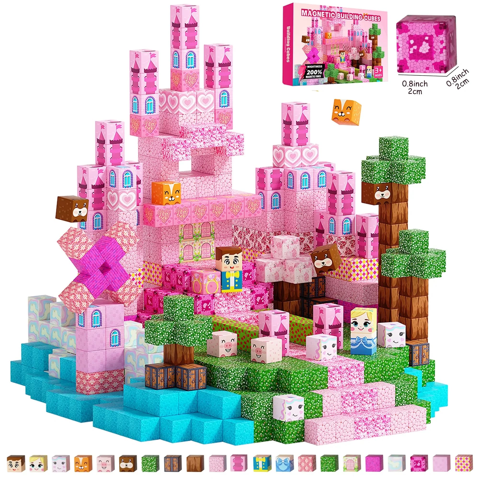 Pink Princess Castle Magnetic Tiles, 150pcs Montessori STEM Toys for Girls Ages 3–8, Building Blocks for Creative & Sensory Play