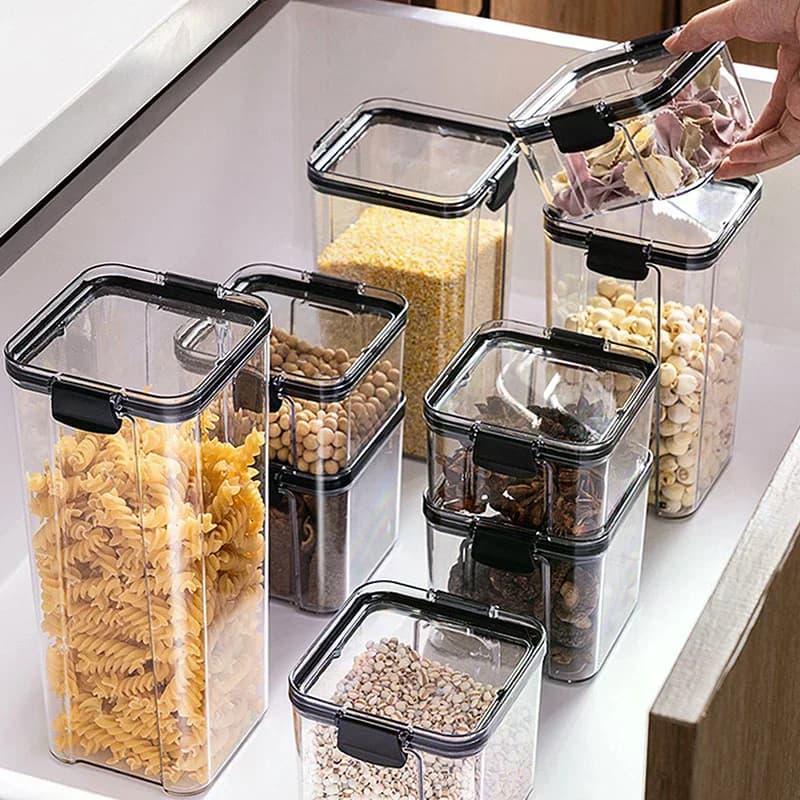 Contenitori trasparenti per la conservazione degli alimenti Contenitori da cucina Lattine ermetiche Scatole di plastica Scatole per la conservazione degli alimenti impilabili