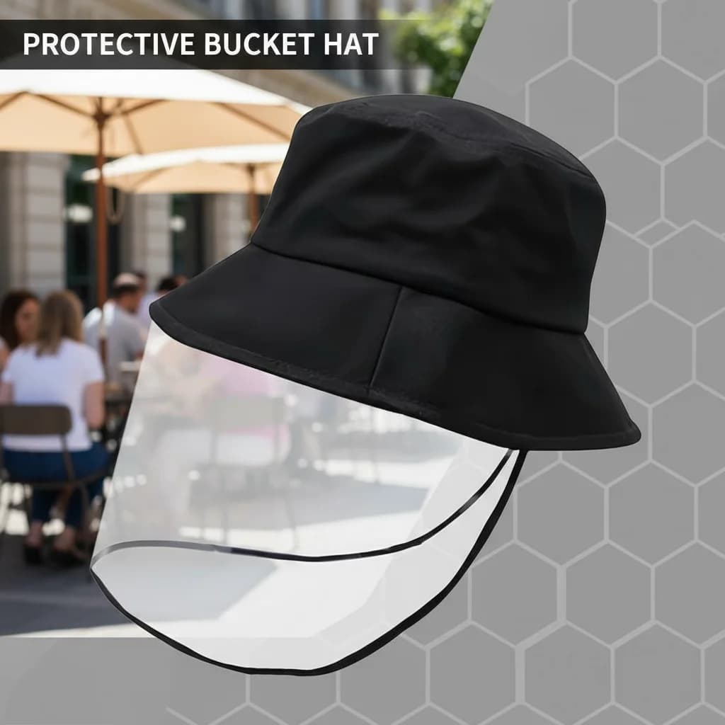 Women's Fisherman's Hat Korean Trendy Face Mask Dustproof Sunscreen Windproof Dropproof Winter Black Hat for Protection