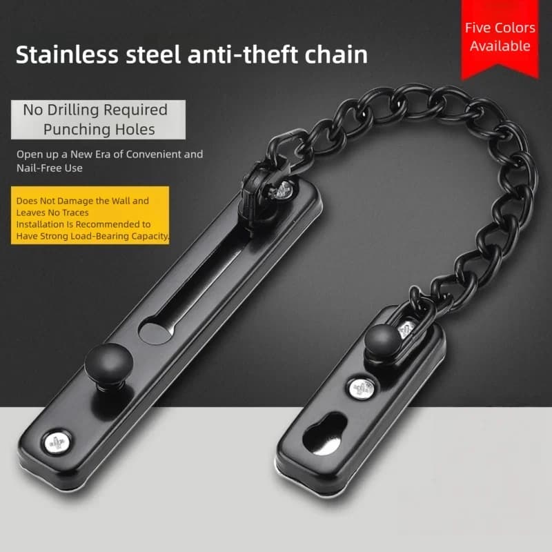 Catena di Sicurezza Antifurto in Acciaio Inox - Chiusura a Pressione con Molla, Serratura di Sicurezza Resistente Lucidata con Supporto di Montaggio