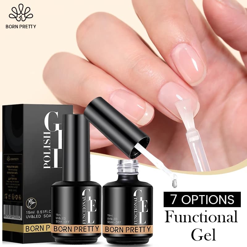 BORN PRETTY Base Gel e Top Coat per Smalto Gel, Primer per Unghie Senza Acidi, Vernice Ibrida Semi-Permanente per Unghie in Gel, Base Gel in Gomma