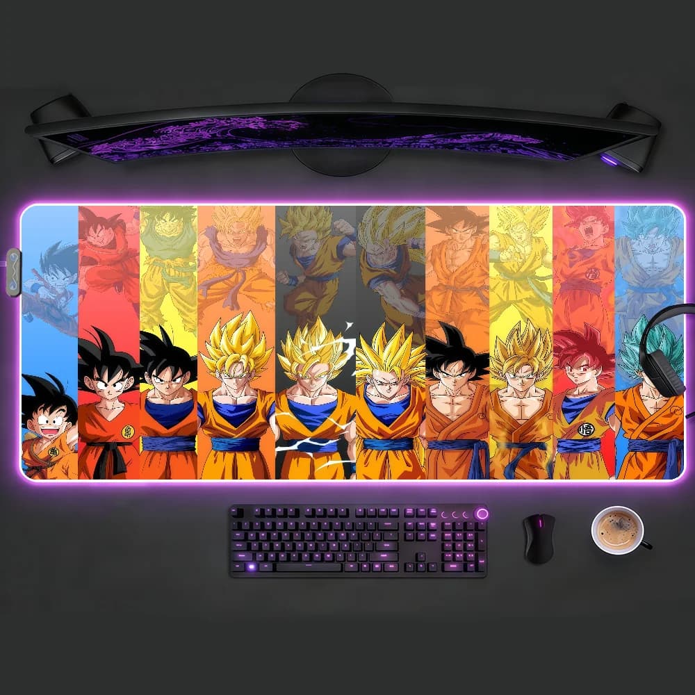 Anime D-DRAGON B-BALL Mouse Pad RGB Led Gaming Bedroom Office Desk Non-Slip Mat Waterproof Large