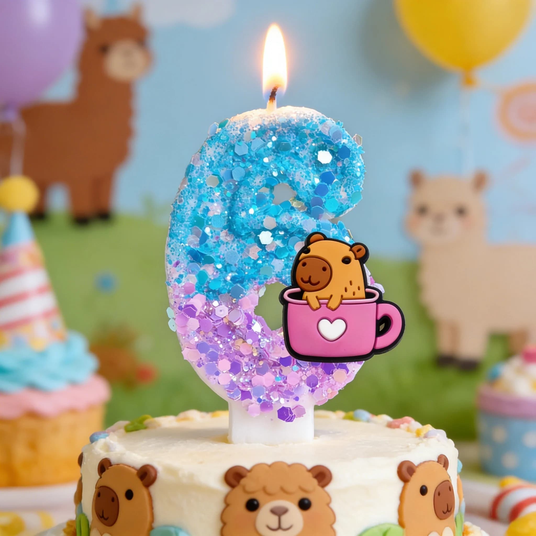 Digital Candles from 0 to 9 Theme Capibara, Numerical Candles for Cakes, Birthday Cake Decoration and Baby Shower