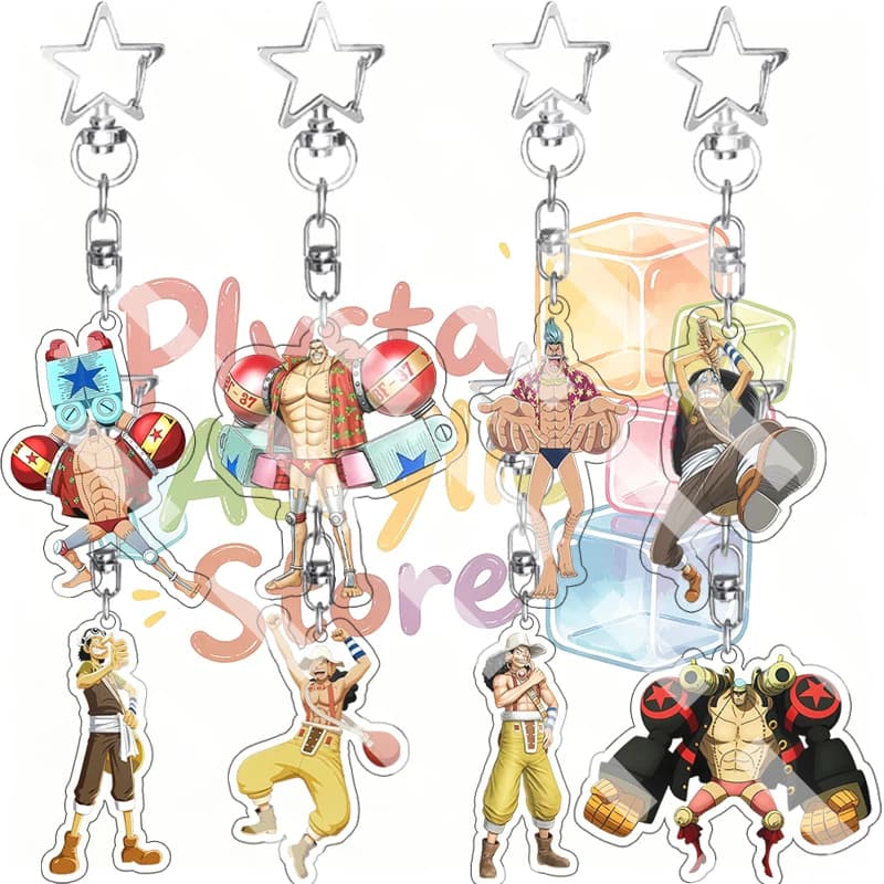 Creative Franky Usopp Double-sided Prin Pendant Acrylic Keychain Star Buckle Design Anime Character Bag Key Ring Birthday Gifts