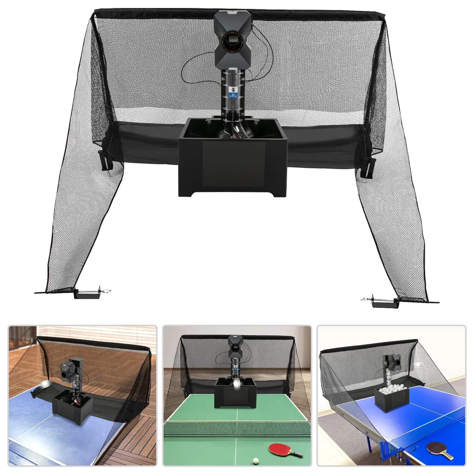 Robot da Ping Pong con Rete, Macchina Automatica per Palline da Ping Pong per Allenamento con 100 Palline, Macchina Lanciapalline da Ping Pong