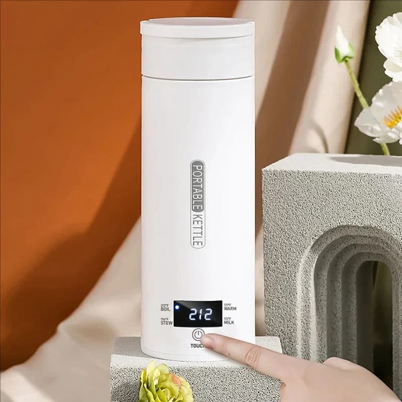 110V 220V Display Digitale Intelligente Elettrico Acqua Bollente Thermos Bottiglia Da Viaggio Portatile Riscaldamento Bollitore Tazza Termica A Tenuta