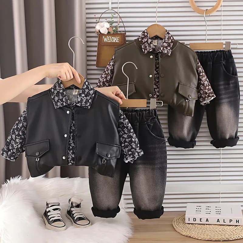 New Autumn Baby Boys Clothes Children Vest Long Sleeved Shirt Pants 3Pcs/Sets Infant Clothing Toddler Costume Kids Tracksuits