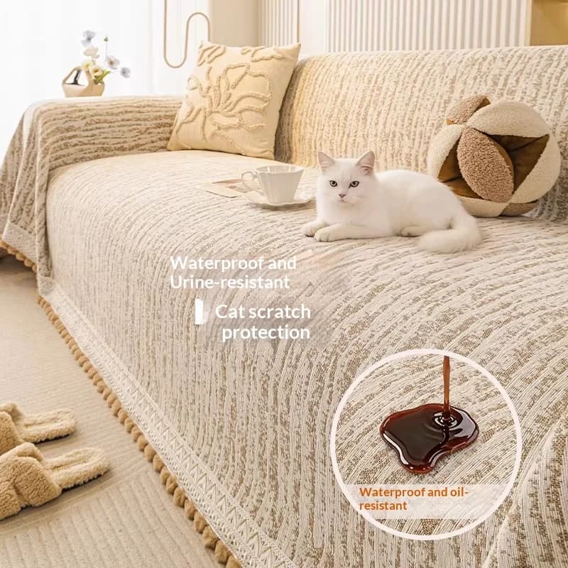 Premium Waterproof and Stain Resistant Sofa Cushion Cream Colored Sofa Cover Cat Scratch Resistant Skin Friendly Sofa Towel