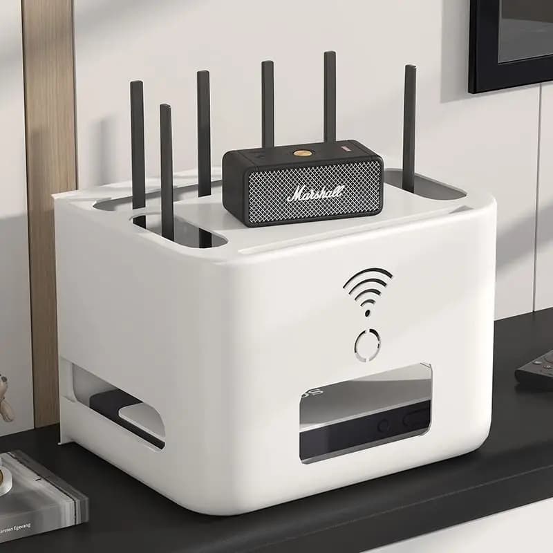 Scatola di gestione cavi per router wireless, presa TV e cavi Cat6, per organizzazione domestica e gestione cavi in soggiorno