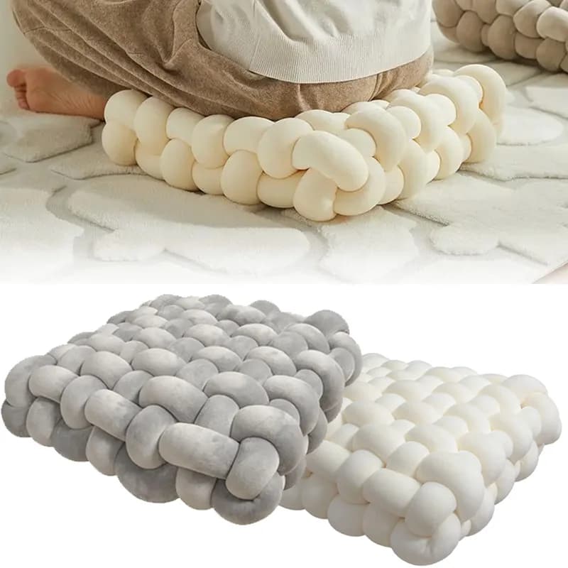 Cuscino fatto a mano con nodo 2025 Cuscino quadrato in peluche estetico nordico per sedia da ufficio Supporto decorativo per la schiena per dormire