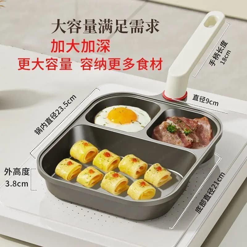 Pan 3 in 1, multipurpose pan for breakfast, steak frittata pan, non-stick pan for egg burger
