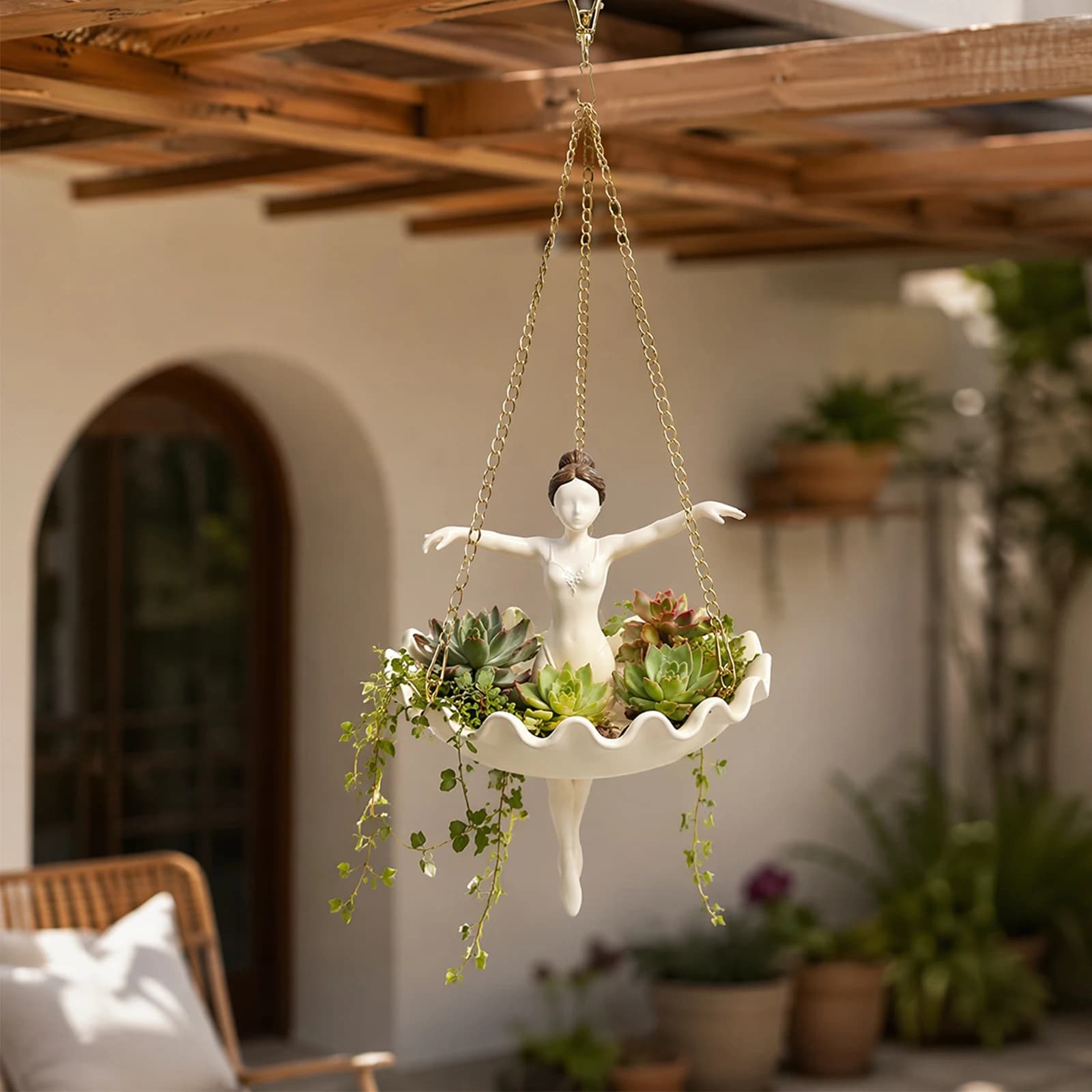 Ballet Dancer Hanging Planter Decorative Hanging Flower Pot for Garden Cute Hanging Planter for Succulents Spider Plant