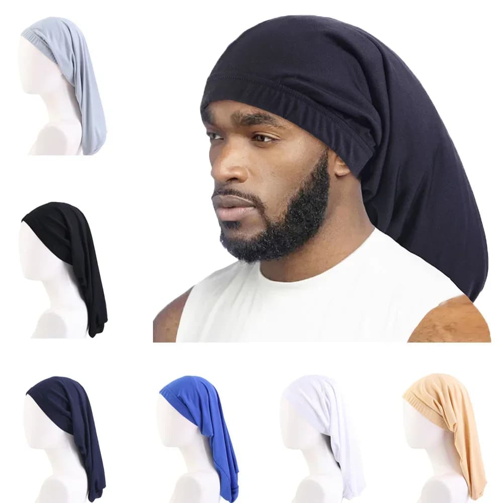 Unisex Donna Uomo Cofano elastico Calzino per capelli lunghi Dreadlock Trecce Berretto Cappelli per dormire Avvolgere la testa Turbante Berretto da notte Cura dei capelli Berretto da notte