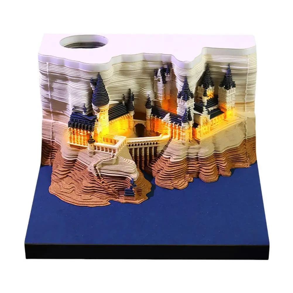 Calendario 3D 2026, Blocco Note 3D con Fogli Staccabili a Forma di Castello, Note Adesive Non Appiccicose, Arte della Scultura su Carta, Regalo di Natale