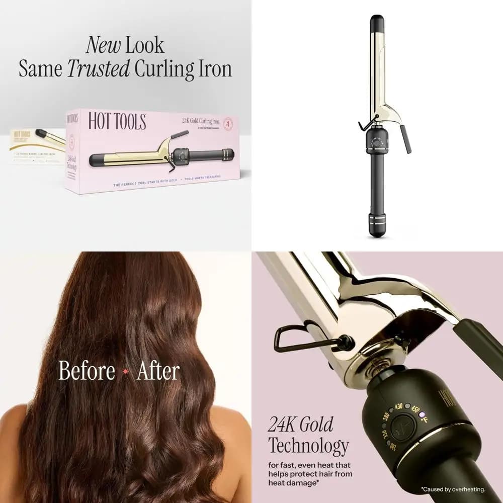 Long cylinder curling iron for bulky curls, quick styling, minimum damage and long-lasting curls