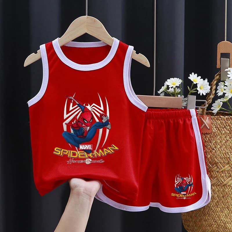 Set Canotta e Pantaloncini da Basket per Bambini - Abbigliamento Estivo con Stampa Spiderman