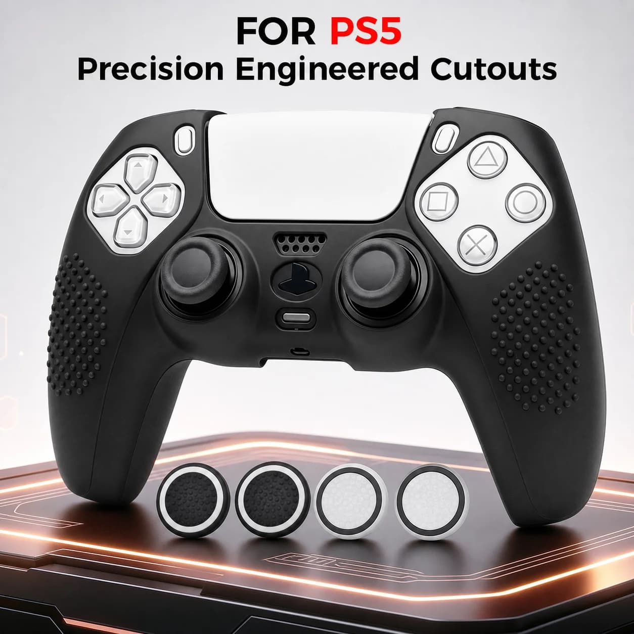 Protective Cover Skin for PS5 Controller Anti-slip Silicone Case for PS5 Slim with Thumbstick Grips Caps For PS5 Accessories