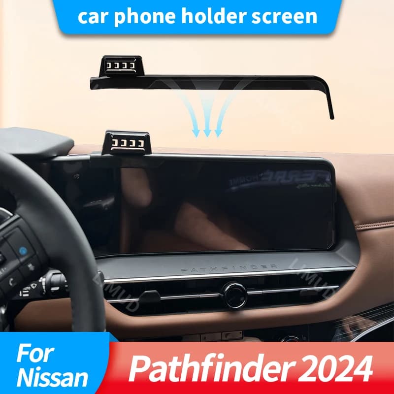 Support for sat nav and car phone, compatible with Nissan Pathfinder 2024, with wireless charging, car accessories.