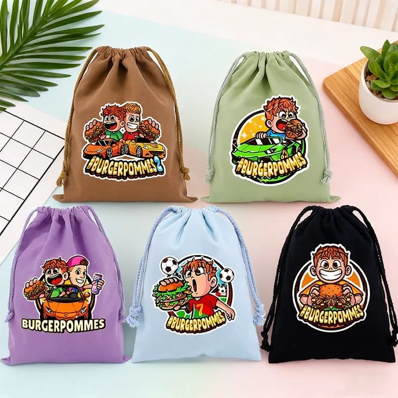 Burgerpommes Icrimax Bag with Drawstrings Pockets in bundle Print anime Gifts Candy Gift Bags Party Decoration Boys Girls Gift Bag