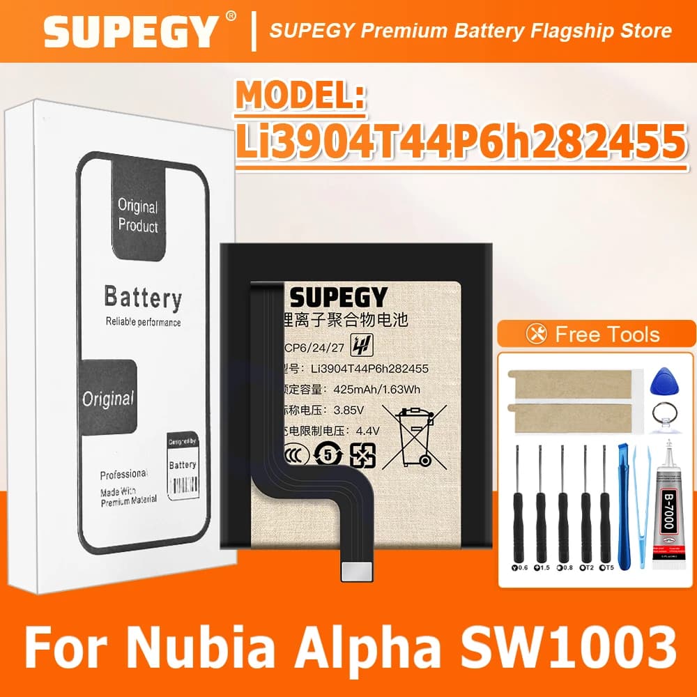 Batteria nuova al 100% Li3904T44P6h282455 per batteria per smartwatch Nubia Alpha SW1003 + strumenti gratuiti