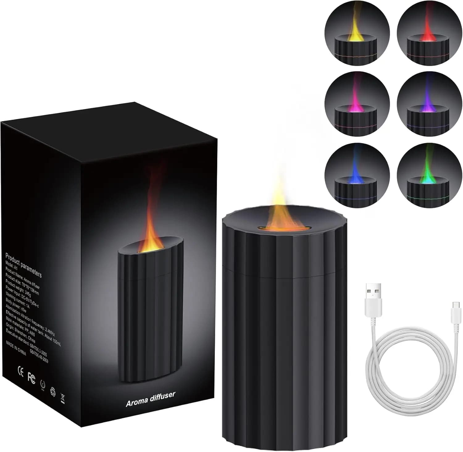 Car diffuser black, portable 100 ml mini humidifier, essential oils diffuser for home office car