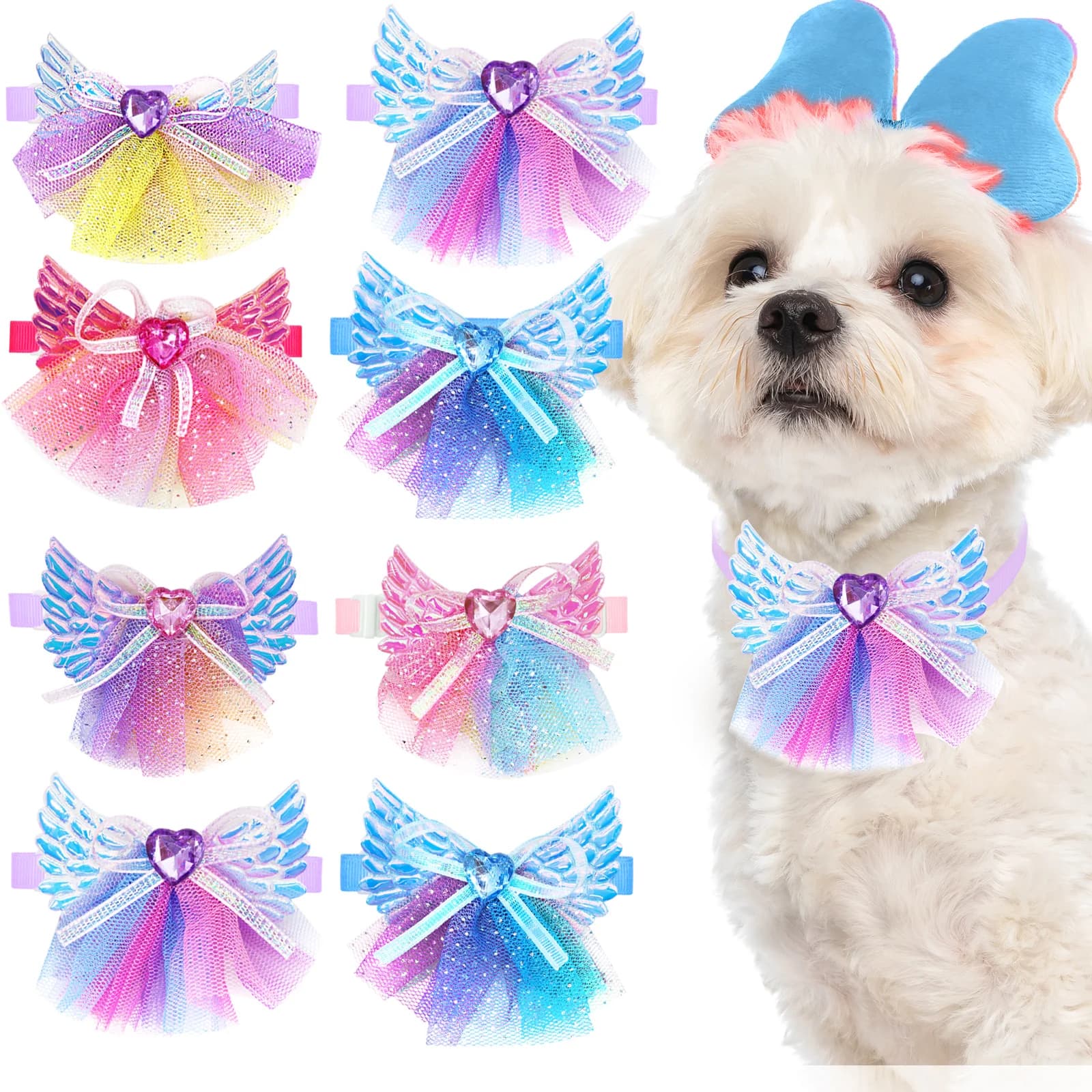 10 pezzi colori misti papillon per cani collari regolabili ali d'angelo papillon per cani da compagnia moda accessori per toelettatura animali domestici per cani