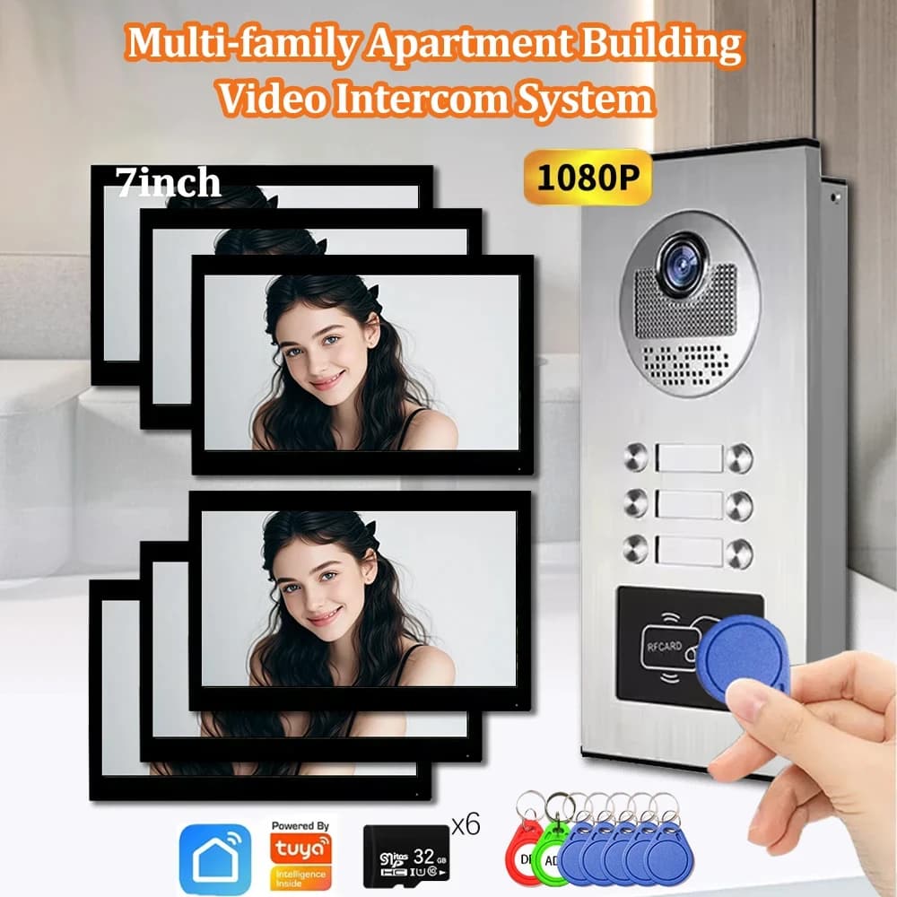 ANJIELO Tuya Smart Videocitofono 1080P da 10 pollici, adatto per sistemi videocitofoni con campanello in metallo multiappartamento