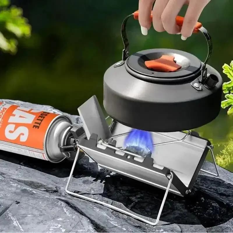 Portable stainless steel outdoor heating furnace for camping - Comfortable kitchen stove for firewood in the courtyard