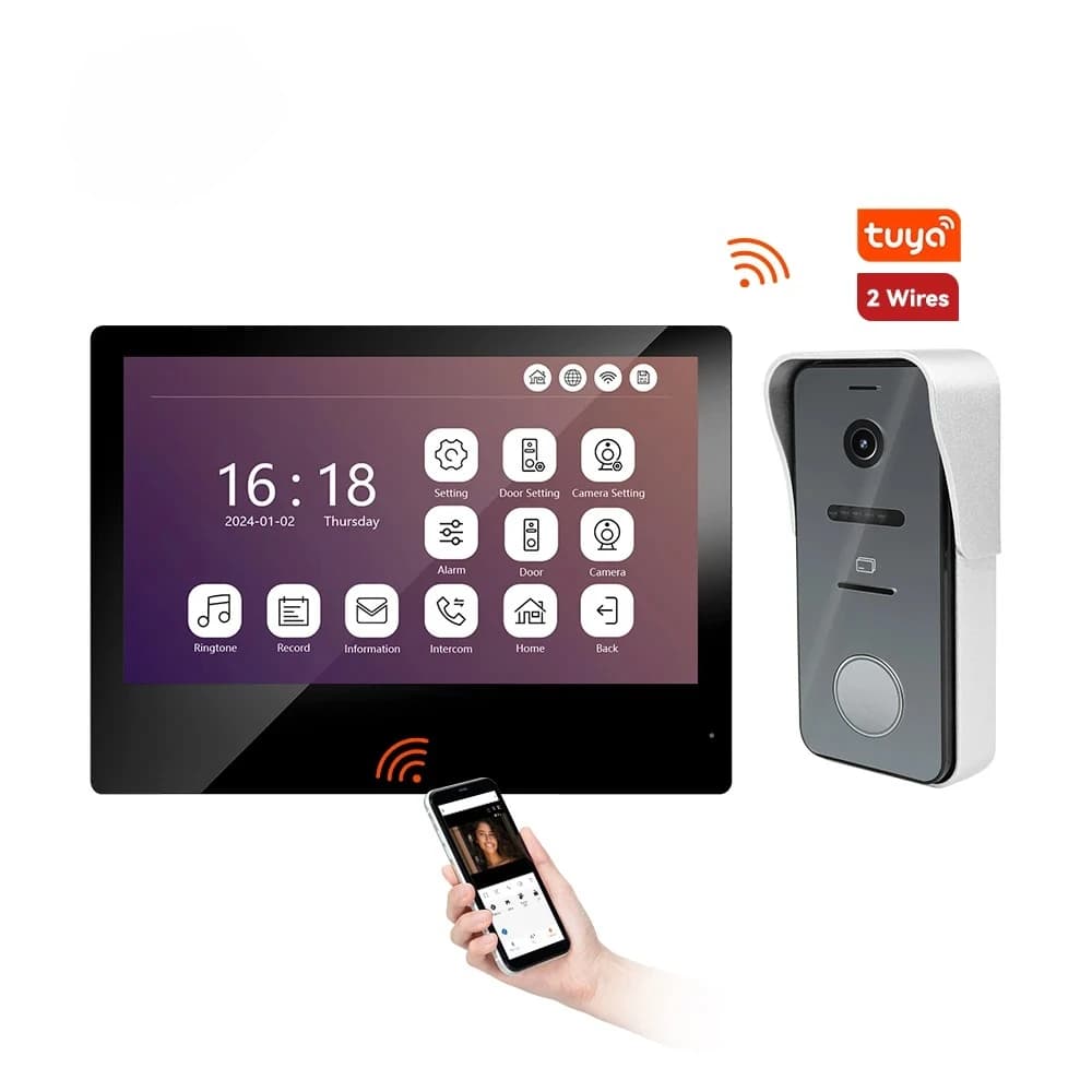 Morningtech 1080P HD Video Intercom System Smart Home WiFi Wired Doorbell with TUYA APP Video Door Phone for Screen Door