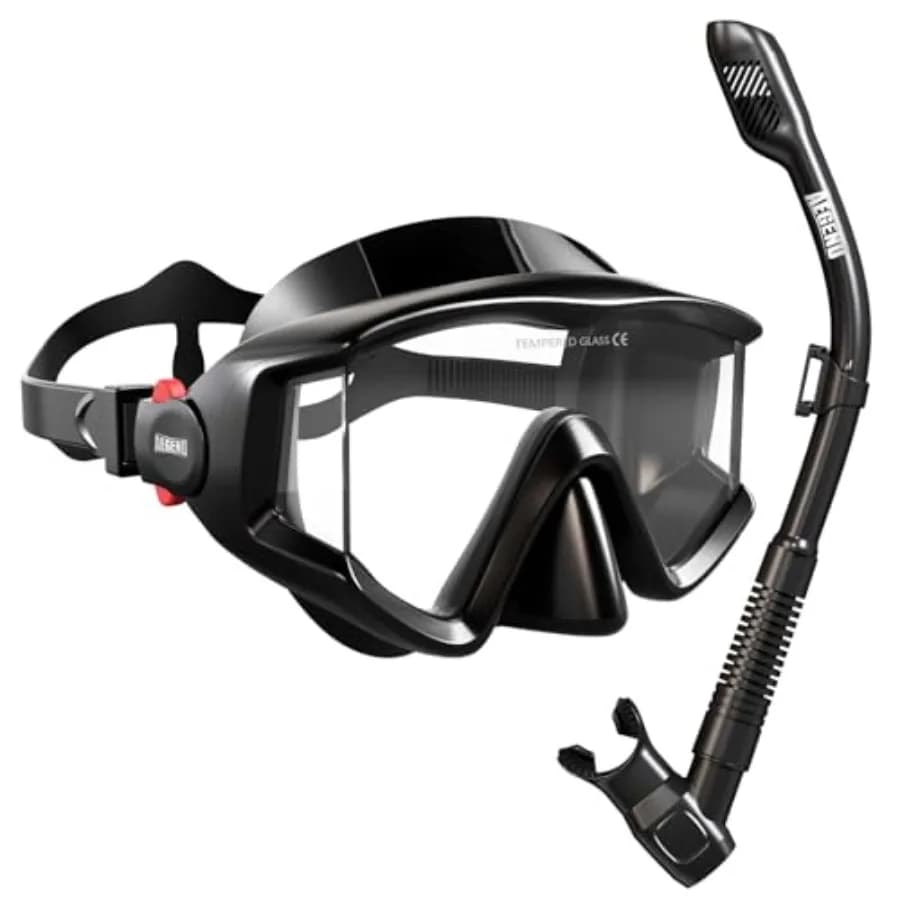Snorkeling Gear for Adult Men Women - Snorkel Mask with Dry Top Snorkel - Anti-Fog Panoramic Wide View with Mesh Bag for Snorke