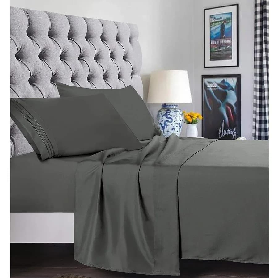 CLEARANCE Holiday Gift 1500 Series Bed Sheet set- - Full Grey