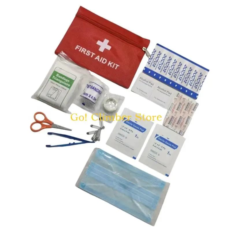 Q84C soccorso portatile da 12 pezzi per esterni, inclusi bende, forbici, pinzette