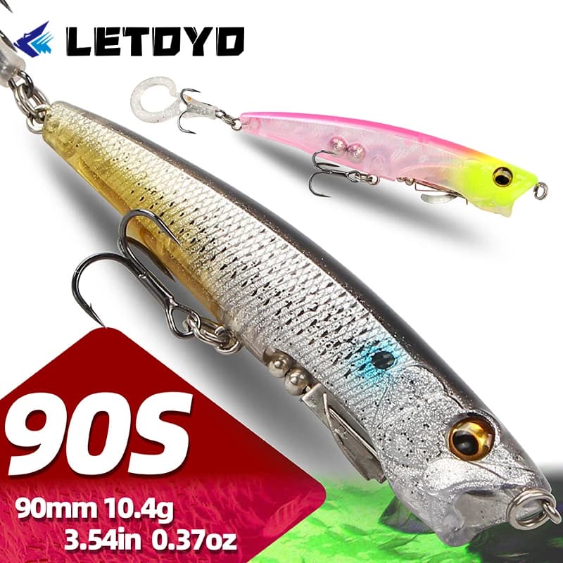 LETOYO 90mm 75mm Pencil Popper Sinking Hard Lures Wobbler For Bass Perch Baits Fishing Spinners Artificial Bait Freshwater Lure