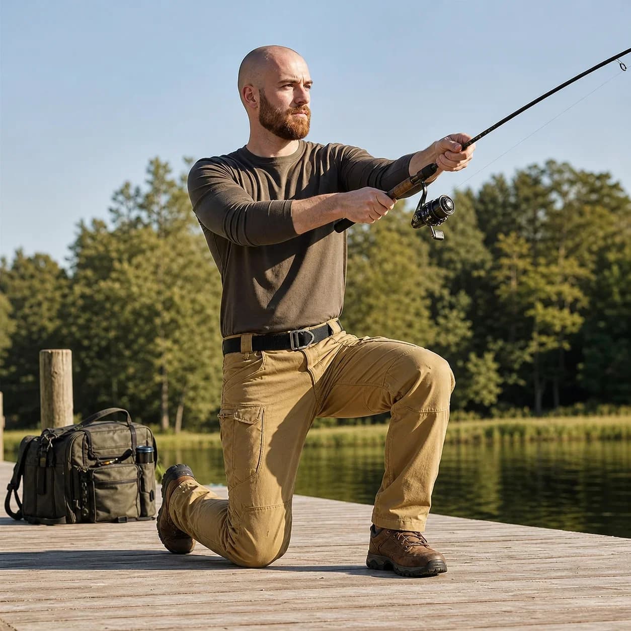 Gift Belt Multifunctional Pocket Tactical Pants Wear-Resistant Cargo Pants Water Repellent Suitable for Hiking and Outdoor Work